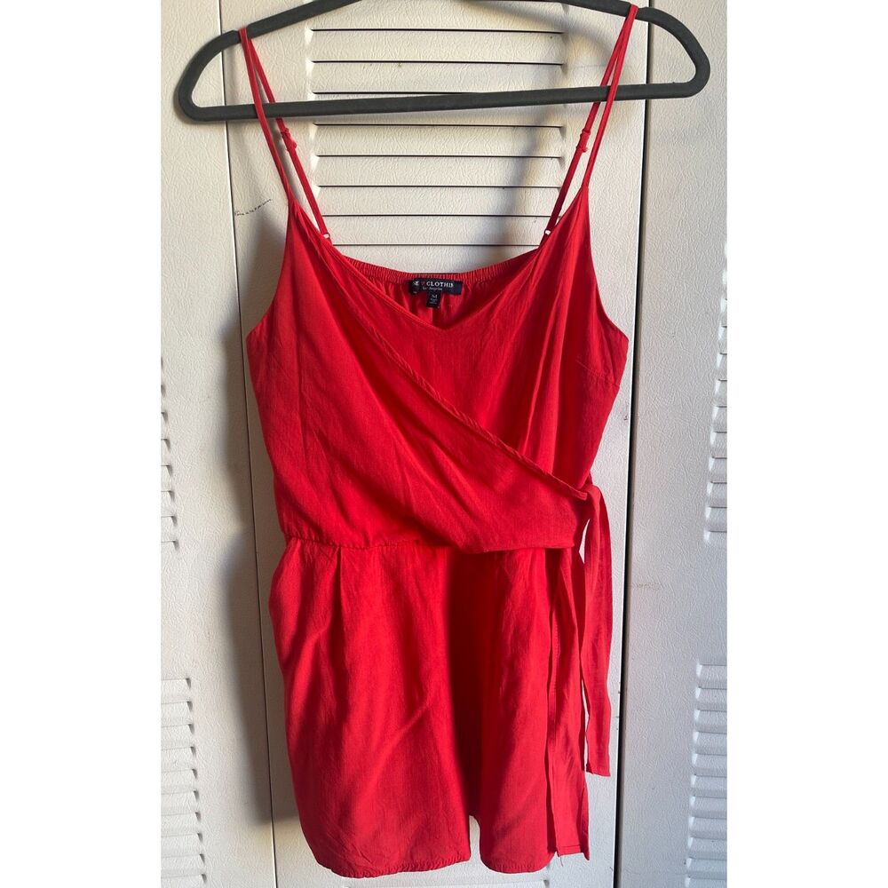 One Clothing Women’s Red Wrap Side‑Tie Romper Medium Summer Jumpsuit